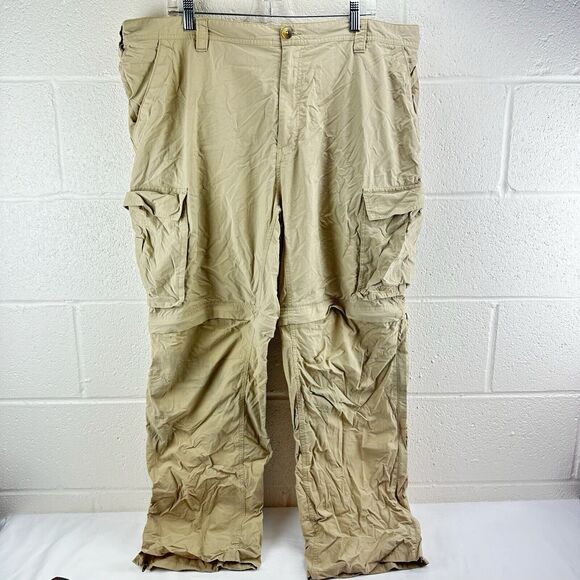 REI Cargo Pants Men Beige Switchback Army Hiking Convertible Paratrooper Sz XXL - Picture 1 of 11